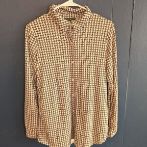 Adriana Papell Houndstooth Button-Up Shirt
